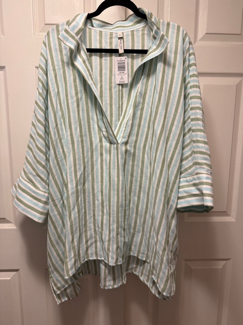 Oversized 100% Cotton Belle Isle Torrid vertical Striped Tunic
